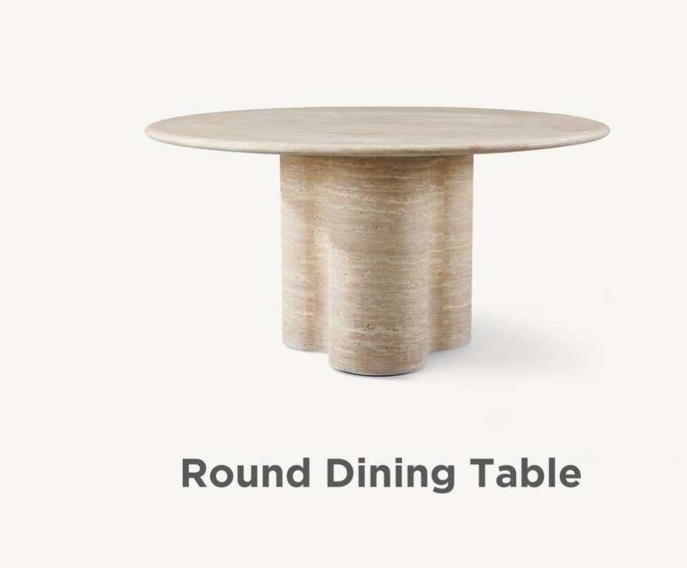 Porto Travertine Round Dining Table