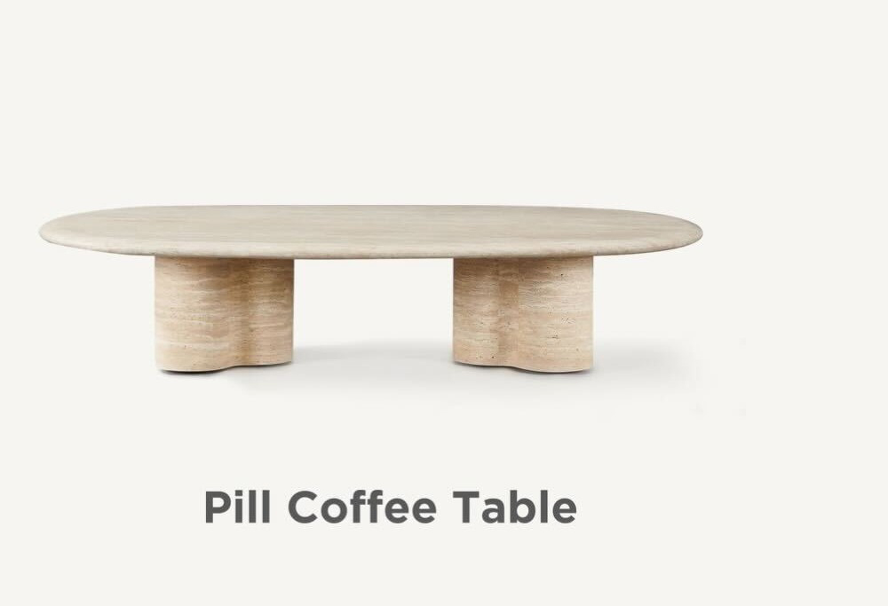 Porto Travertine Pill Coffee Table