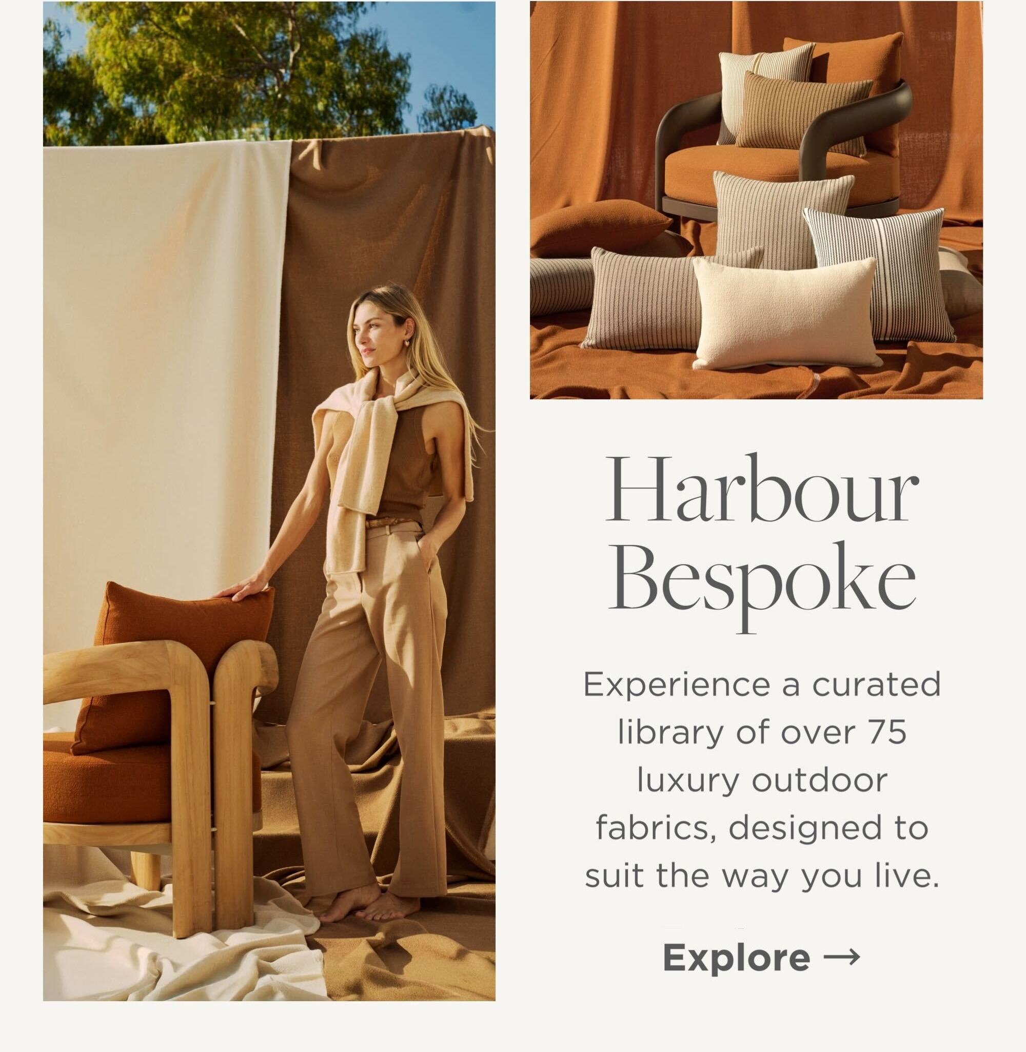 Harbour Bespoke - Experience a curated library of over 75 luxury outdoor fabrics, designed to suit the way you live.