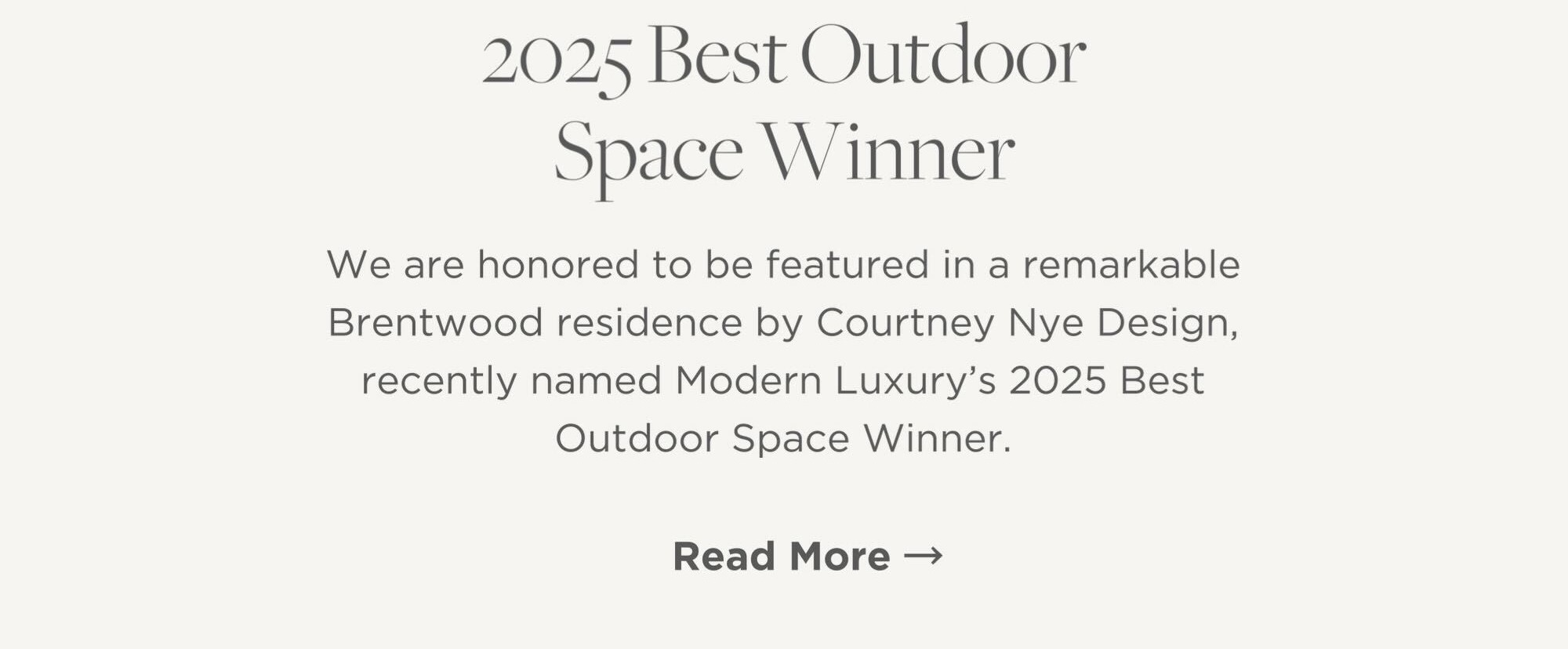 In the Press: Modern Luxury 2025 Best Outdoor Space Winner