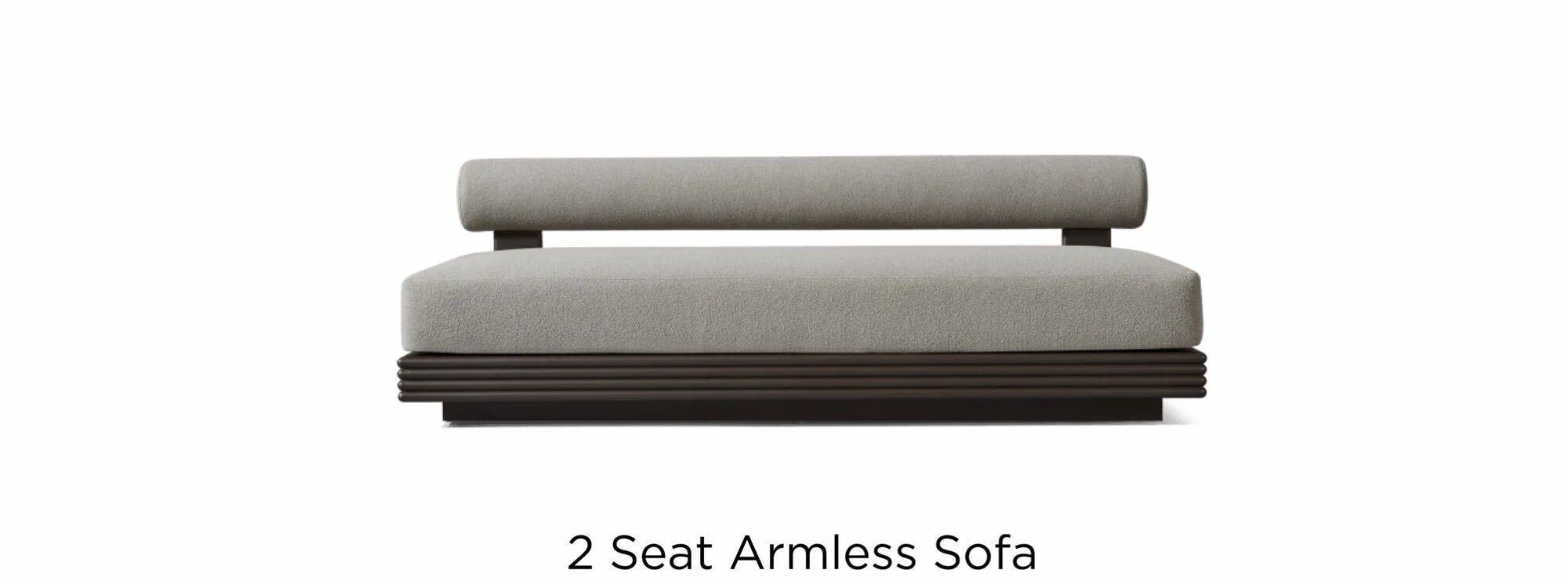 Collins Aluminum | 2 Seat Armless Sofa