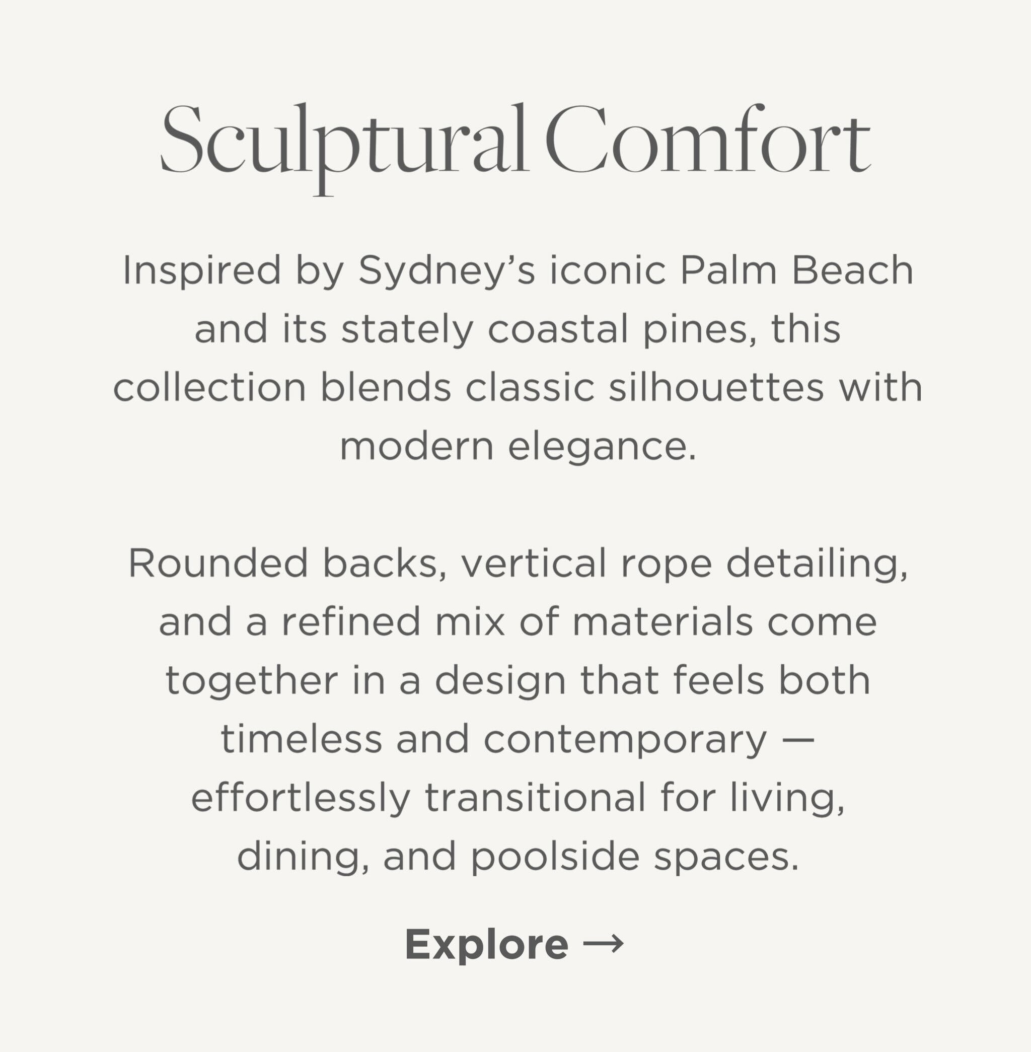 Sleek aluminum silhouettes, vertical rope accents, and tailored outdoor upholstery come together in the Palm Beach Aluminum Collection, where material contrast defines a sculptural look now available for quick-ship delivery.