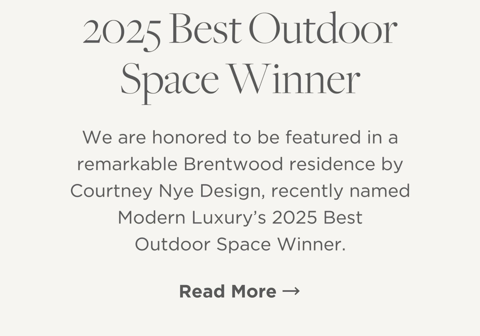  In the Press: Modern Luxury 2025 Best Outdoor Space Winner
