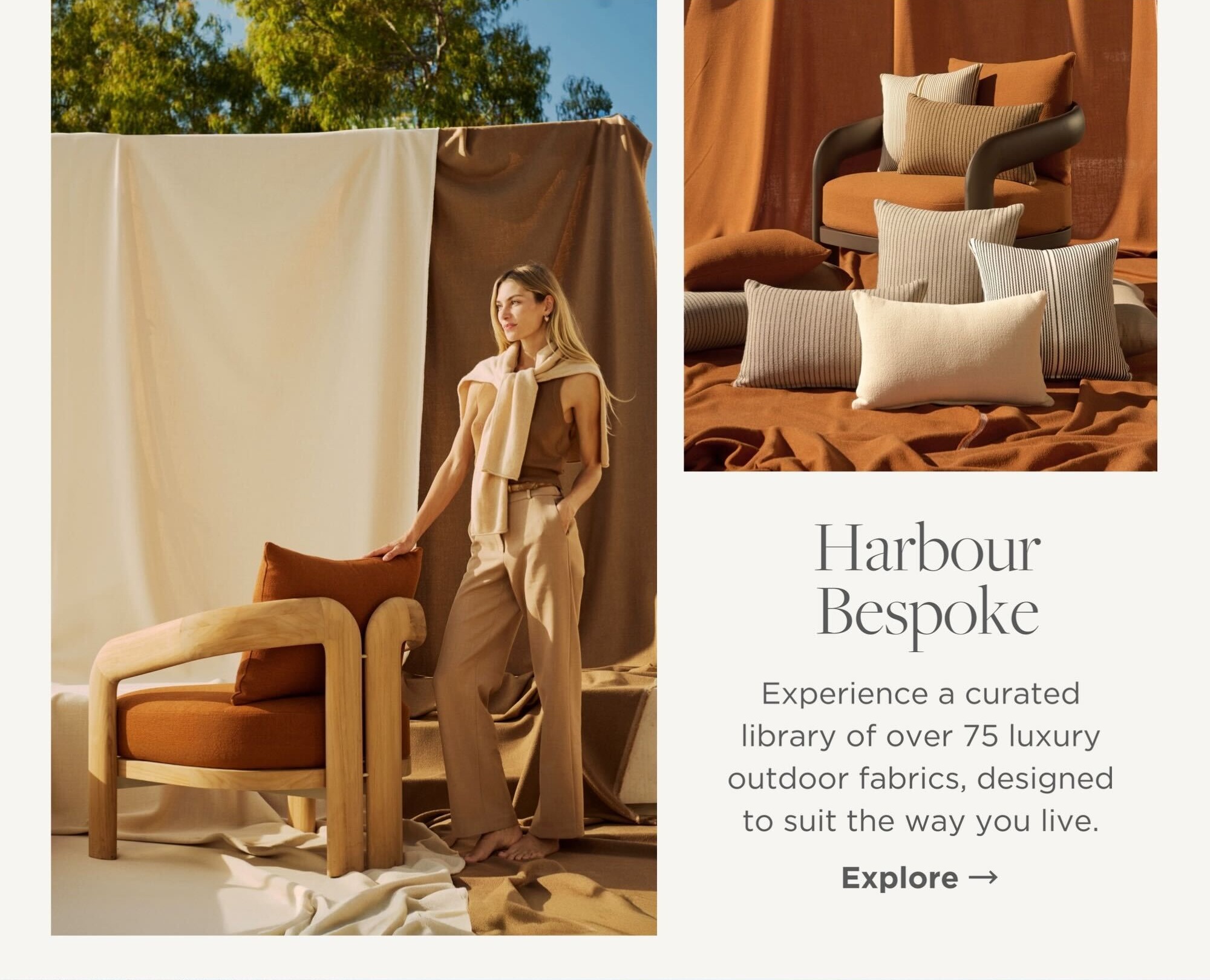 Harbour Bespoke - Experience a curated library of over 75 luxury outdoor fabrics, designed to suit the way you live.