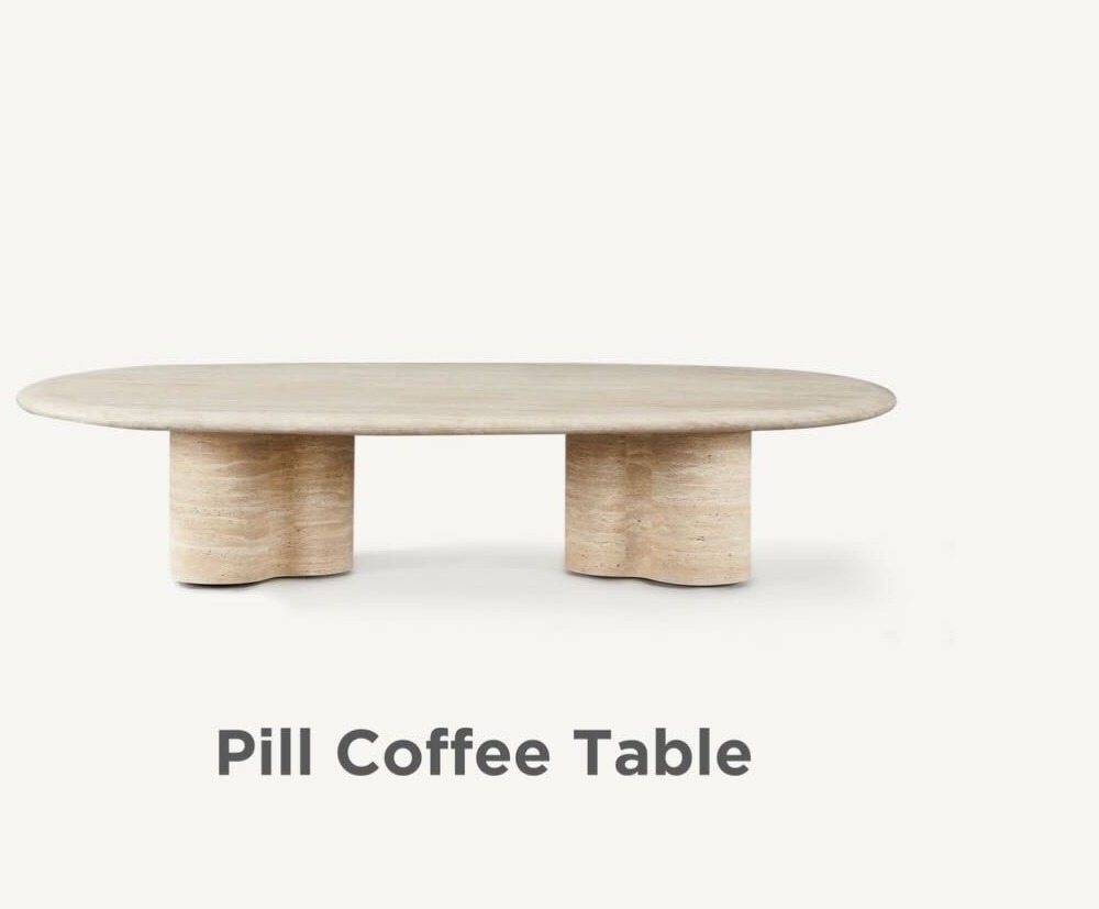 Porto Travertine Pill Coffee Table