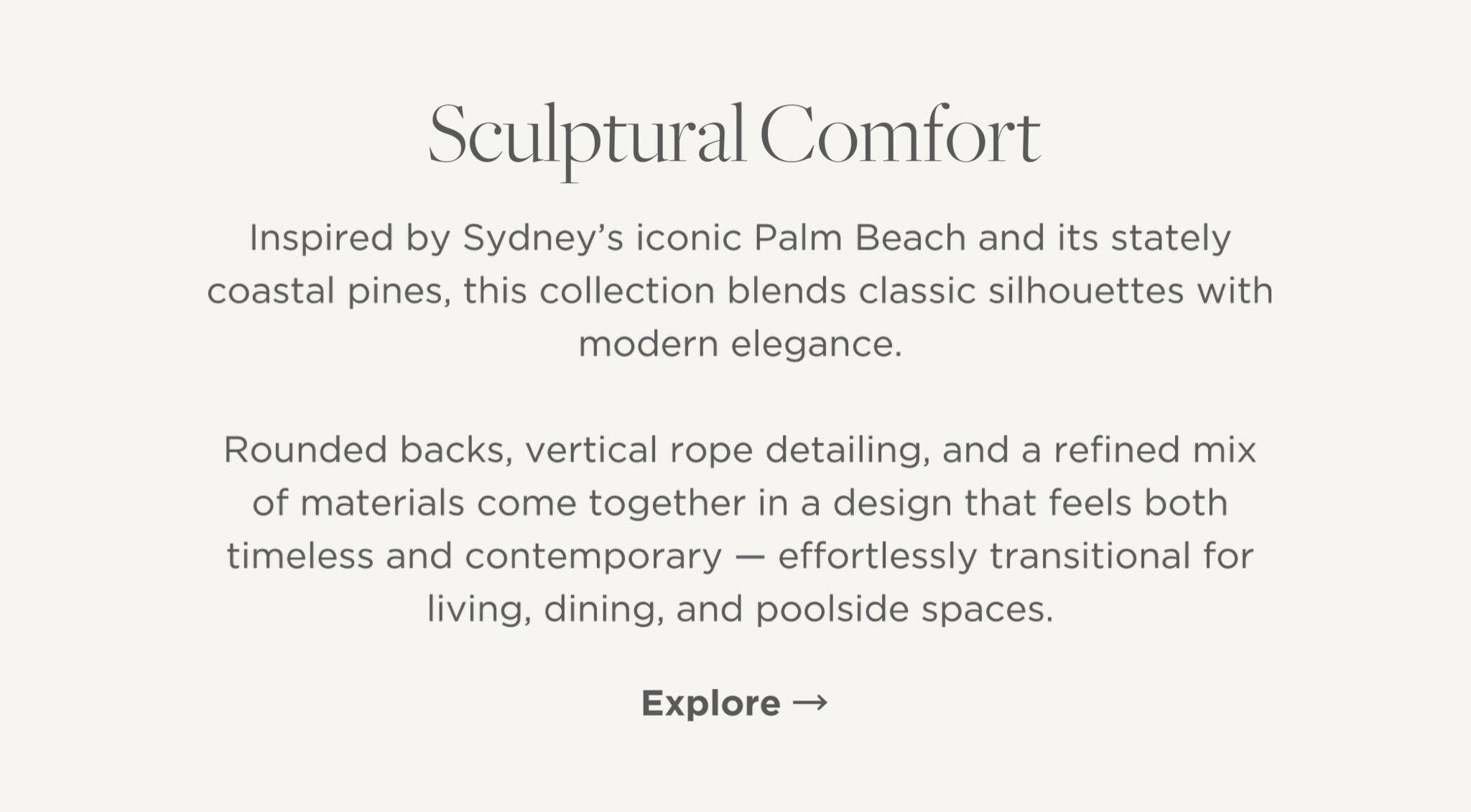 Sleek aluminum silhouettes, vertical rope accents, and tailored outdoor upholstery come together in the Palm Beach Aluminum Collection, where material contrast defines a sculptural look now available for quick-ship delivery.