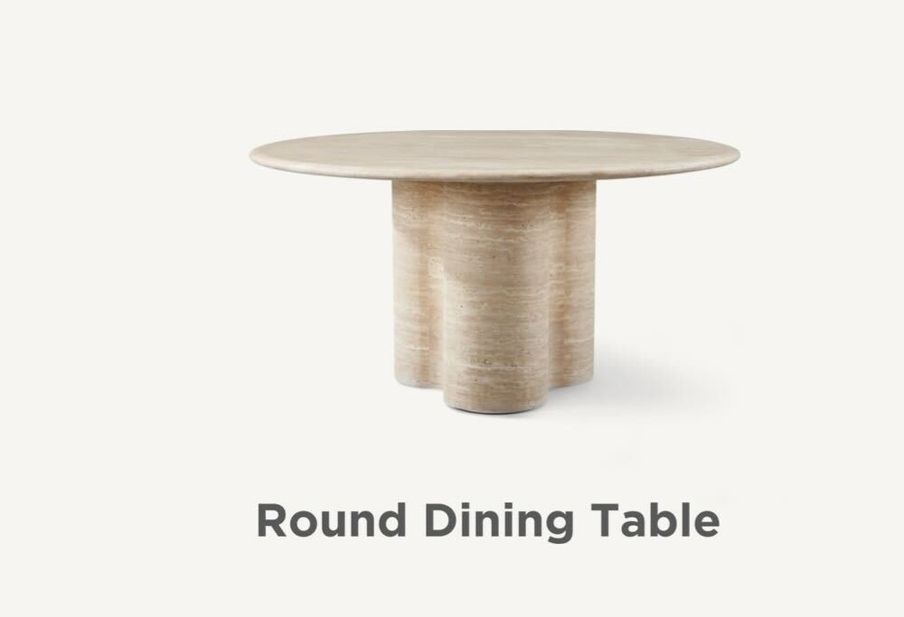 Porto Travertine Round Dining Table