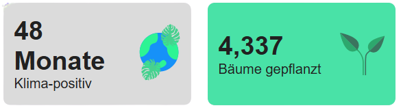 Unser positiver Impact: Klimapositiv und Bäume gepflanzt