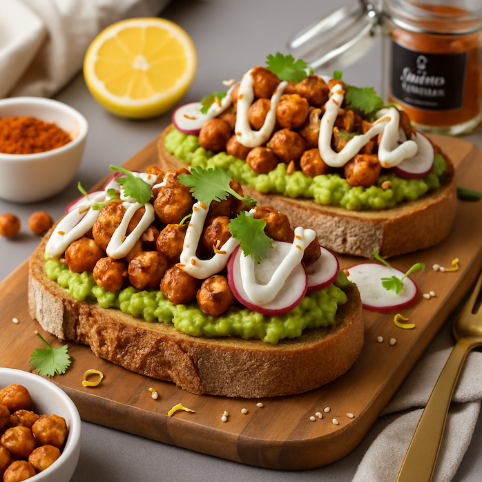 Chickpea Avocado Toast with Lemon Yogurt Drizzle