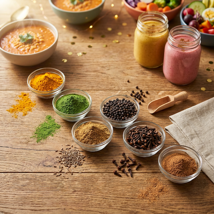 New Year healthy cooking with spices
