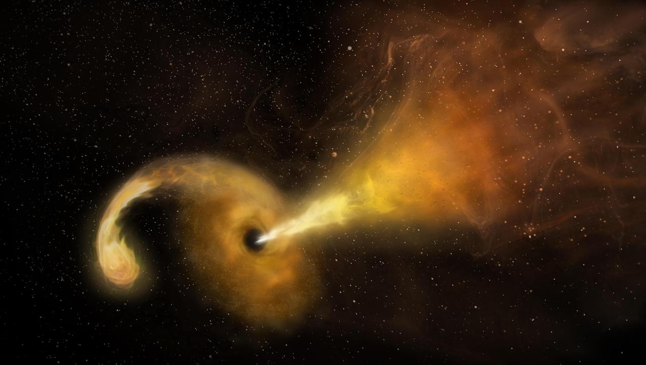 Artist's concept of a black hole shredding a star