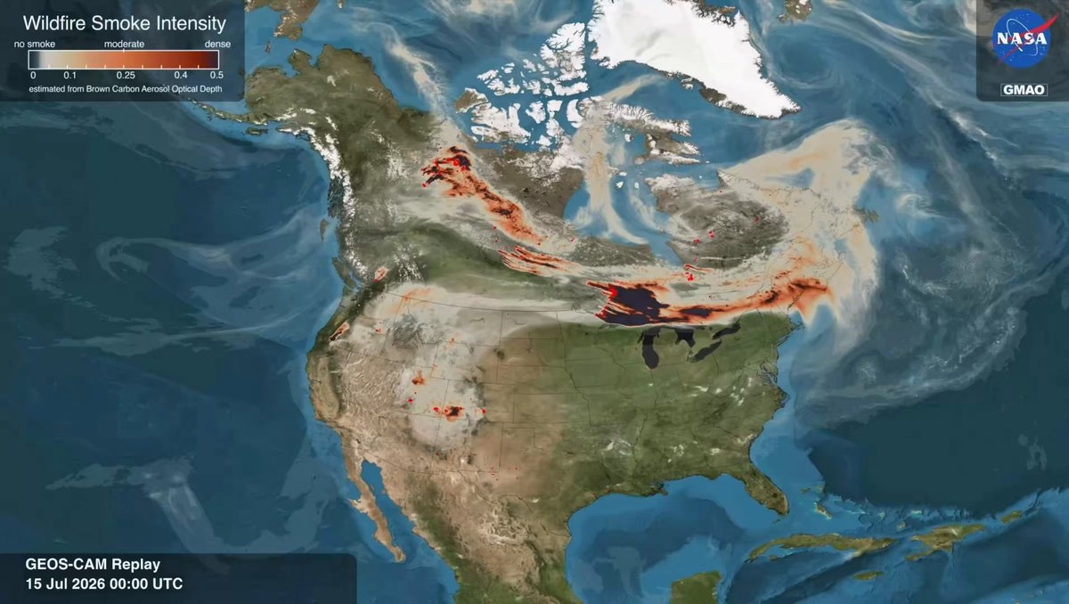 NASA visualization of wildfire smoke transport