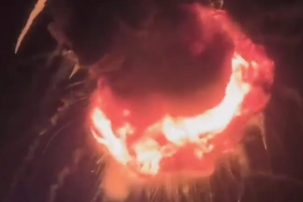 A Long March 7A rocket exploding after liftoff