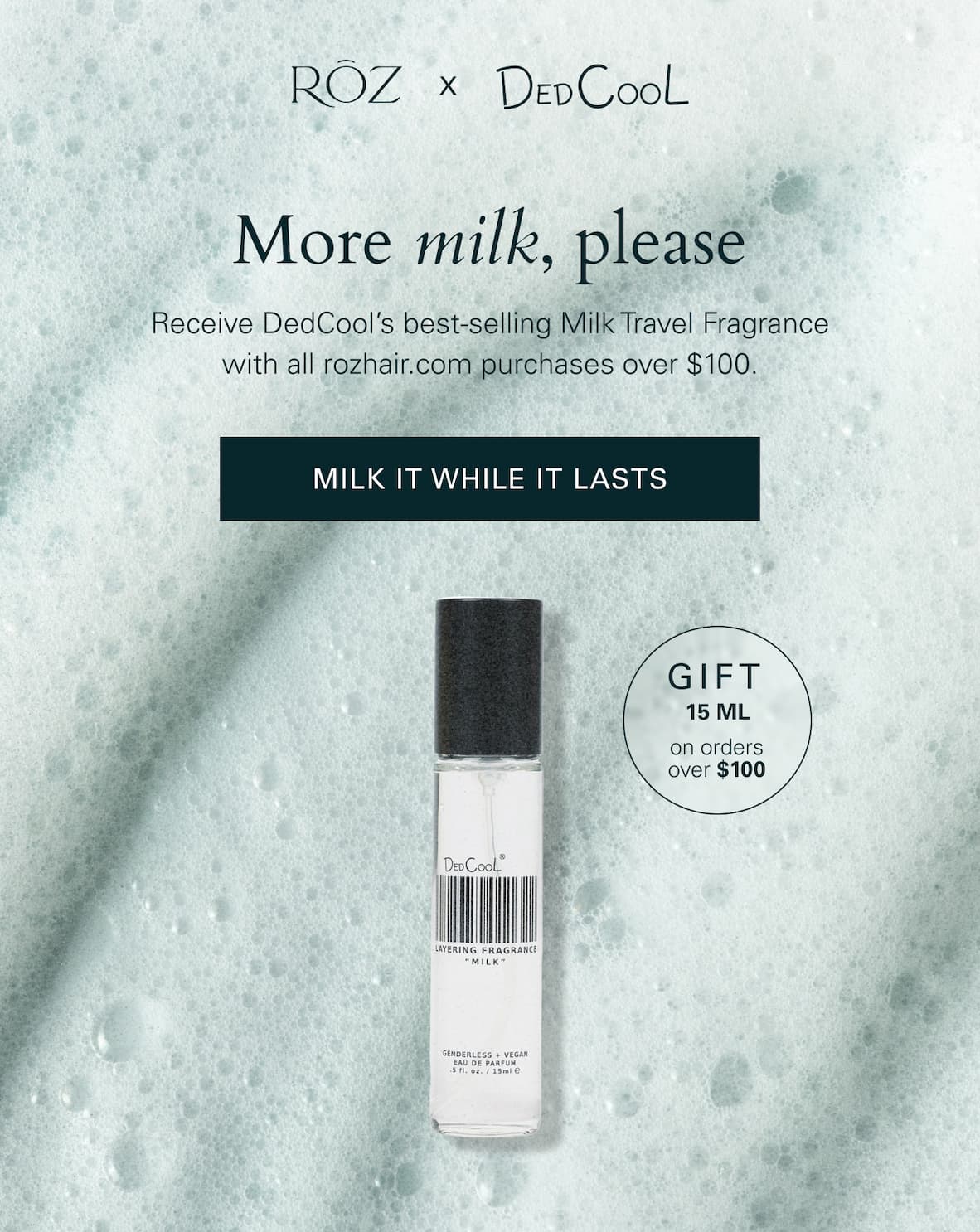 Receive DedCool's Milk Travel Fragrance on orders $100+