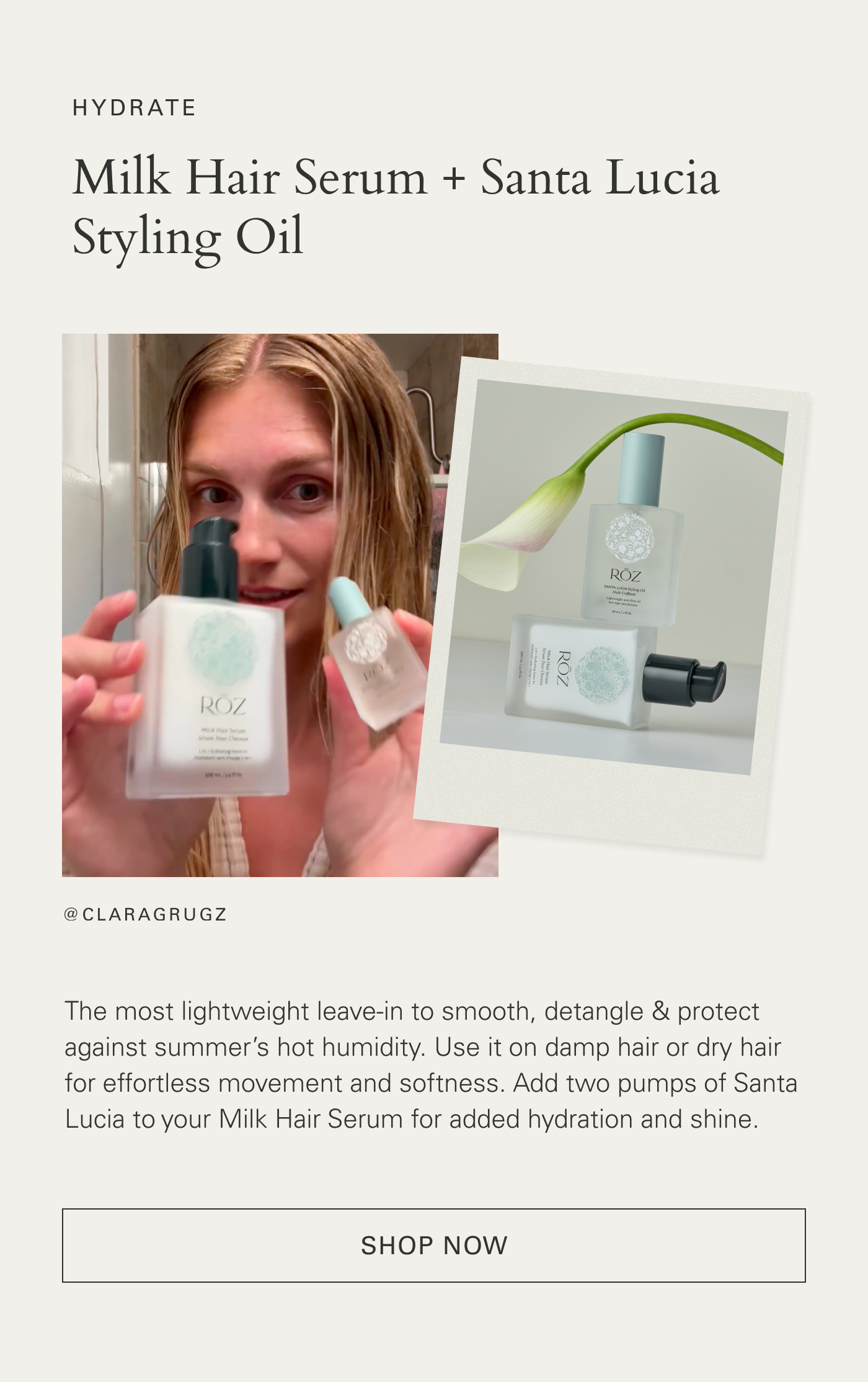 Mix Milk and Santa Lucia Styling Oil