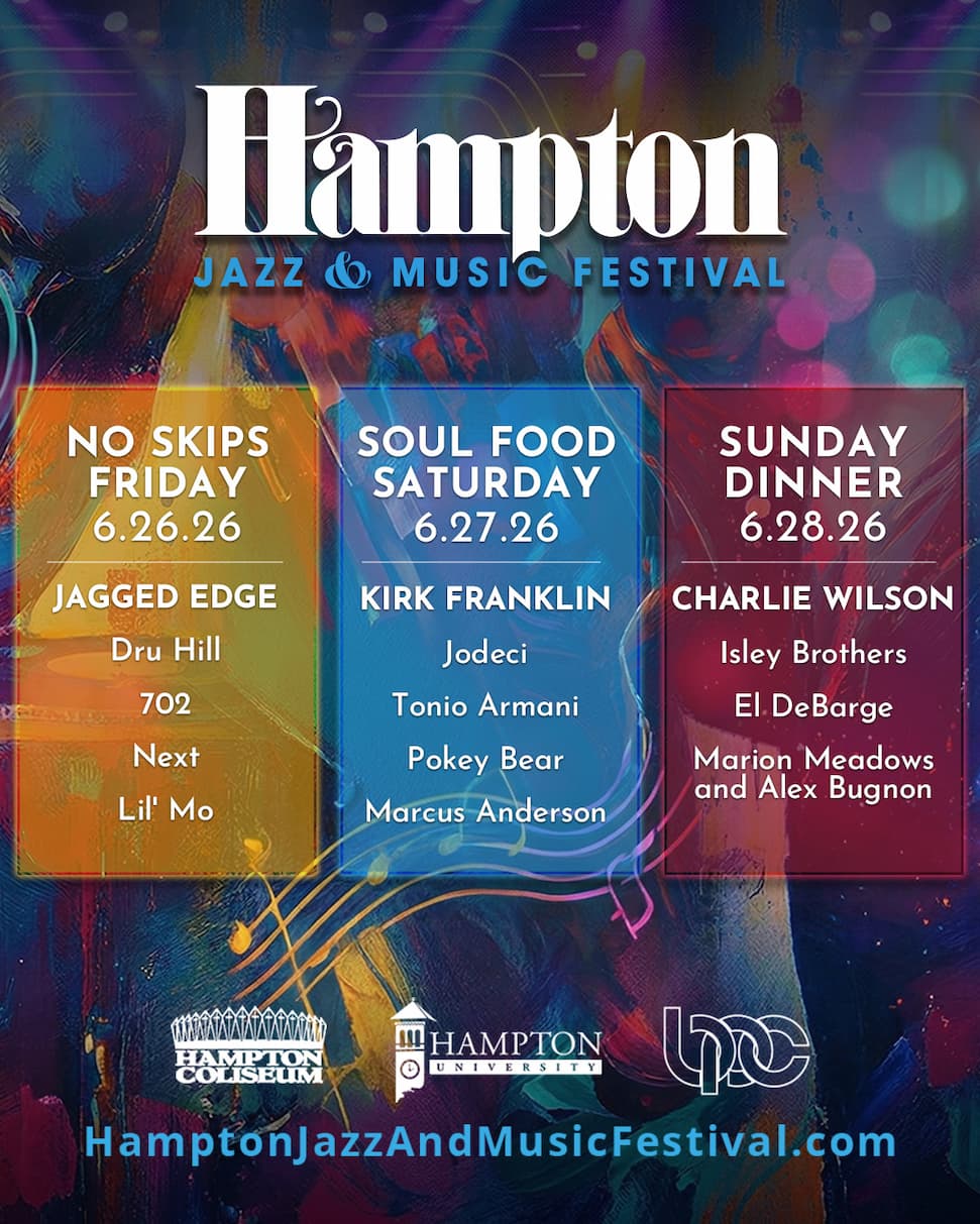 The 56th Annual Hampton Jazz & Music Festival returns to Hampton Coliseum June 26-28, 2026, bringing a weekend full of soul, style, and legendary performances.