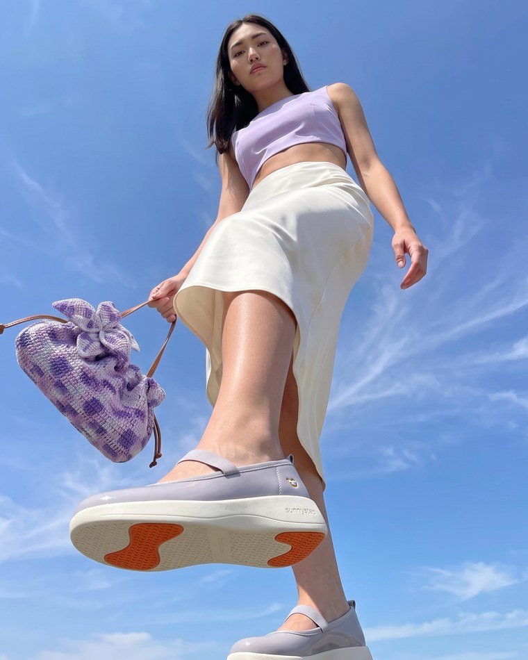 Balance Flex Ballerina in Taro, against an open sky.
