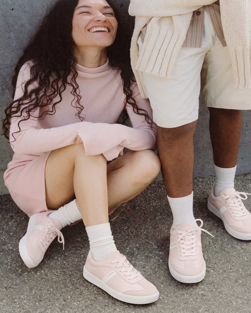 Dream Sport Trainer in Blush, worn with white crew socks.