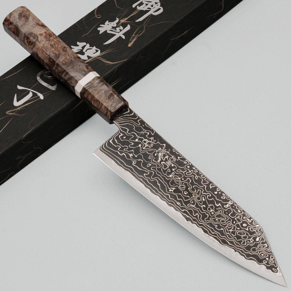 Hatsukokoro Ryuhyo Kurozome SG2 Damast Birch Bunka 18 cm