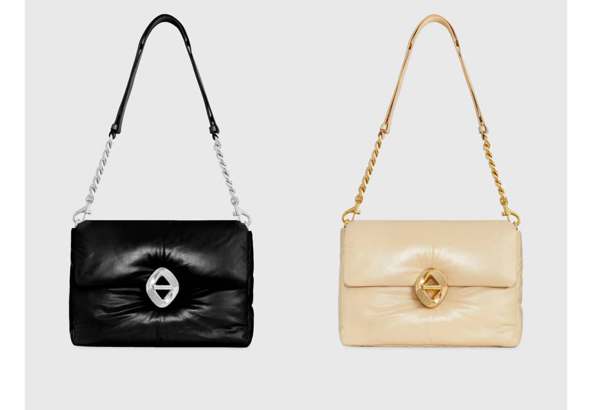 Two G Puff Shoulder Bags in Black & Cream