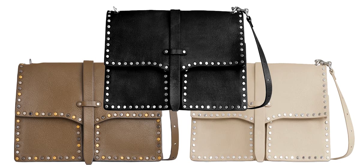 Nanine Shoulder Bag in Seaweed, Black and Sand Dune