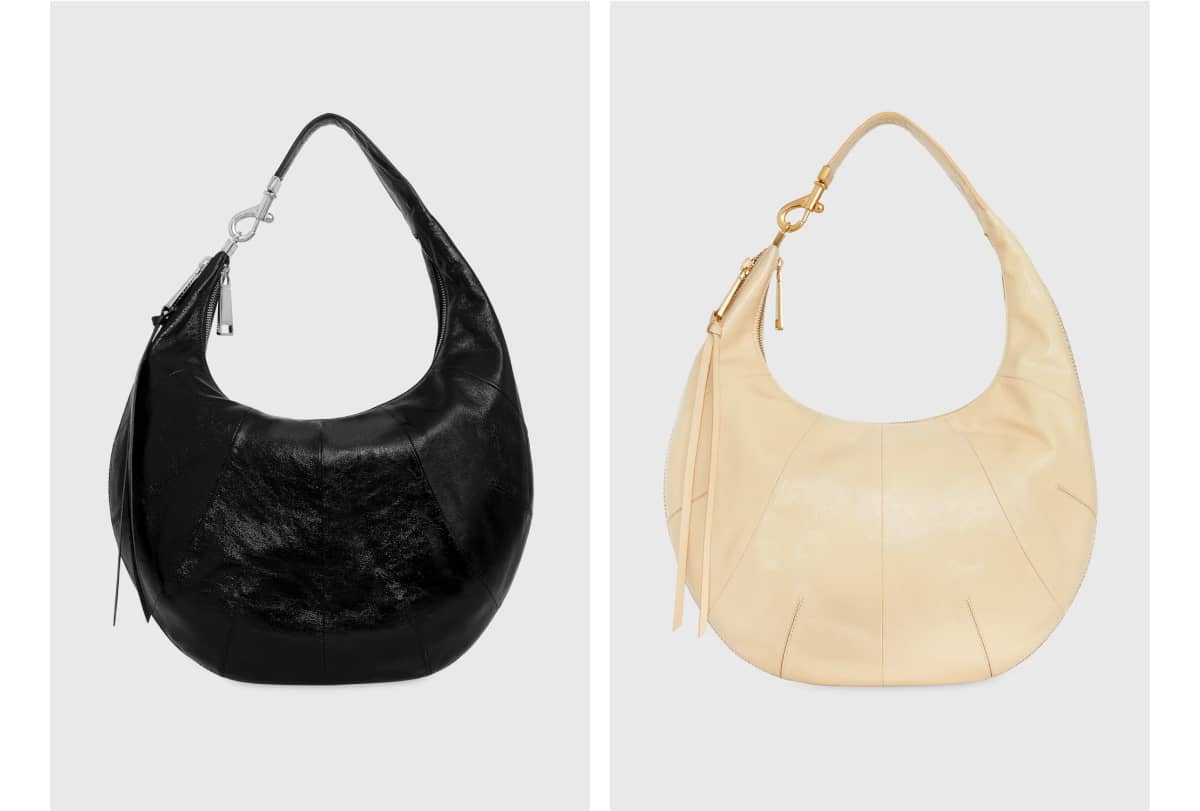 Zip Around Croissant Hobo in Black and Latte