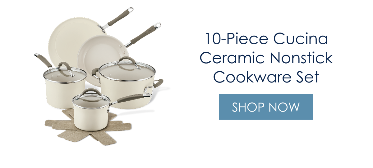 10-Piece Cucina Ceramic Nonstick Cookware Set, Almond [Shop Now]