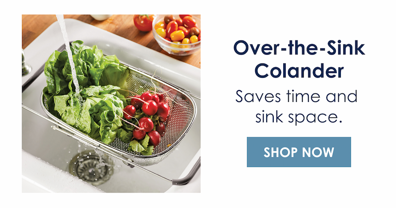 Over-the-Sink Colander! Saves time and sink space. [Shop Now]