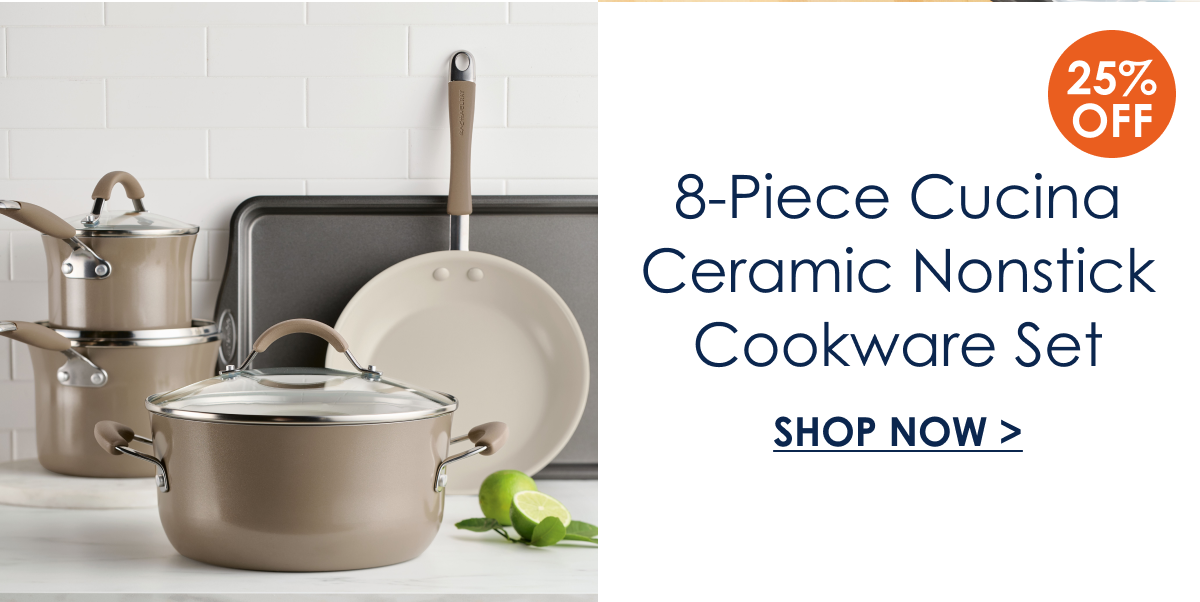 25% Off - 8-Piece Cucina Ceramic Nonstick Cookware Set - Shop Now >