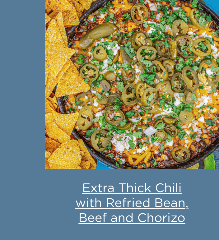 Extra Thick Chili with Refried Bean, Beef and Chorizo