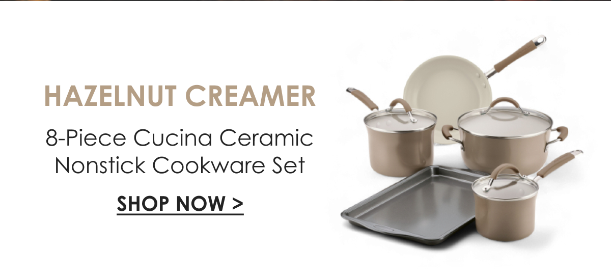 HAZELNUT CREAMER - 8-Piece Cucina Ceramic Nonstick Cookware Set - Shop Now