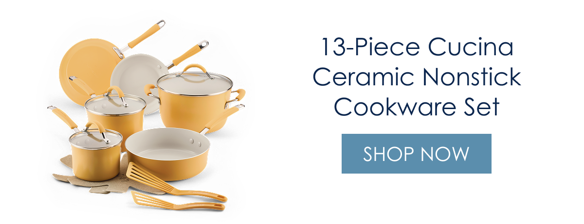 13-Piece Cucina Ceramic Nonstick Cookware Set, Turmeric Yellow [Shop Now]