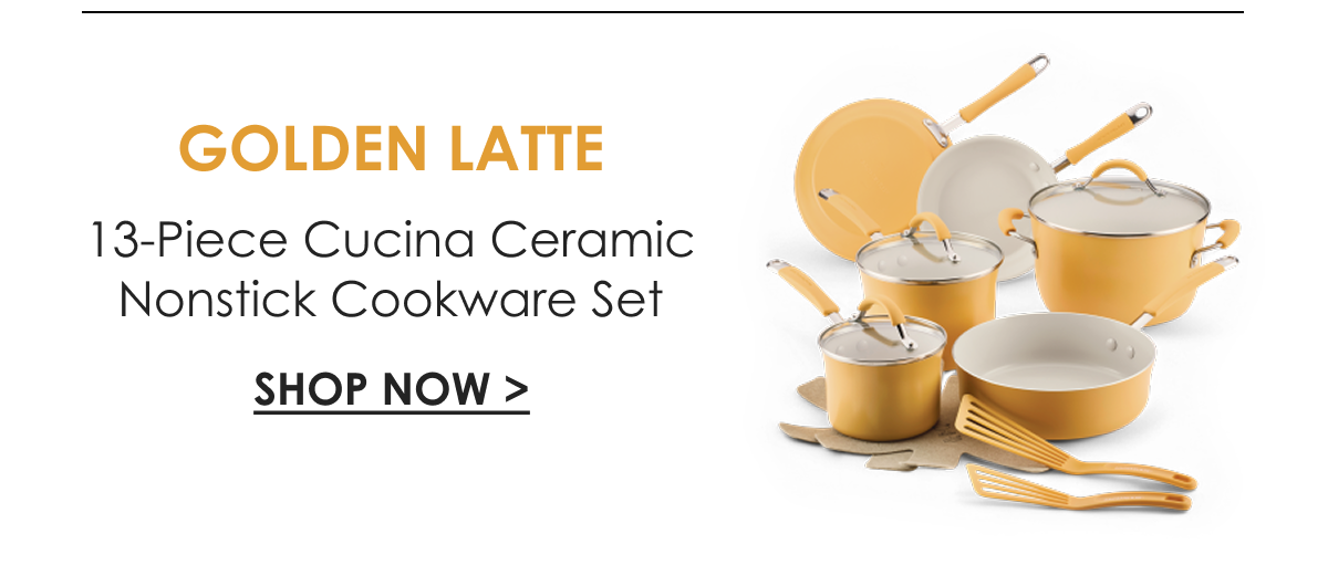 GOLDEN LATTE - 13-Piece Cucina Ceramic Nonstick Cookware Set - Shop Now