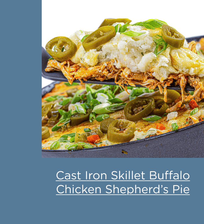 Cast Iron Skillet Buffalo Chicken Shepherd’s Pie