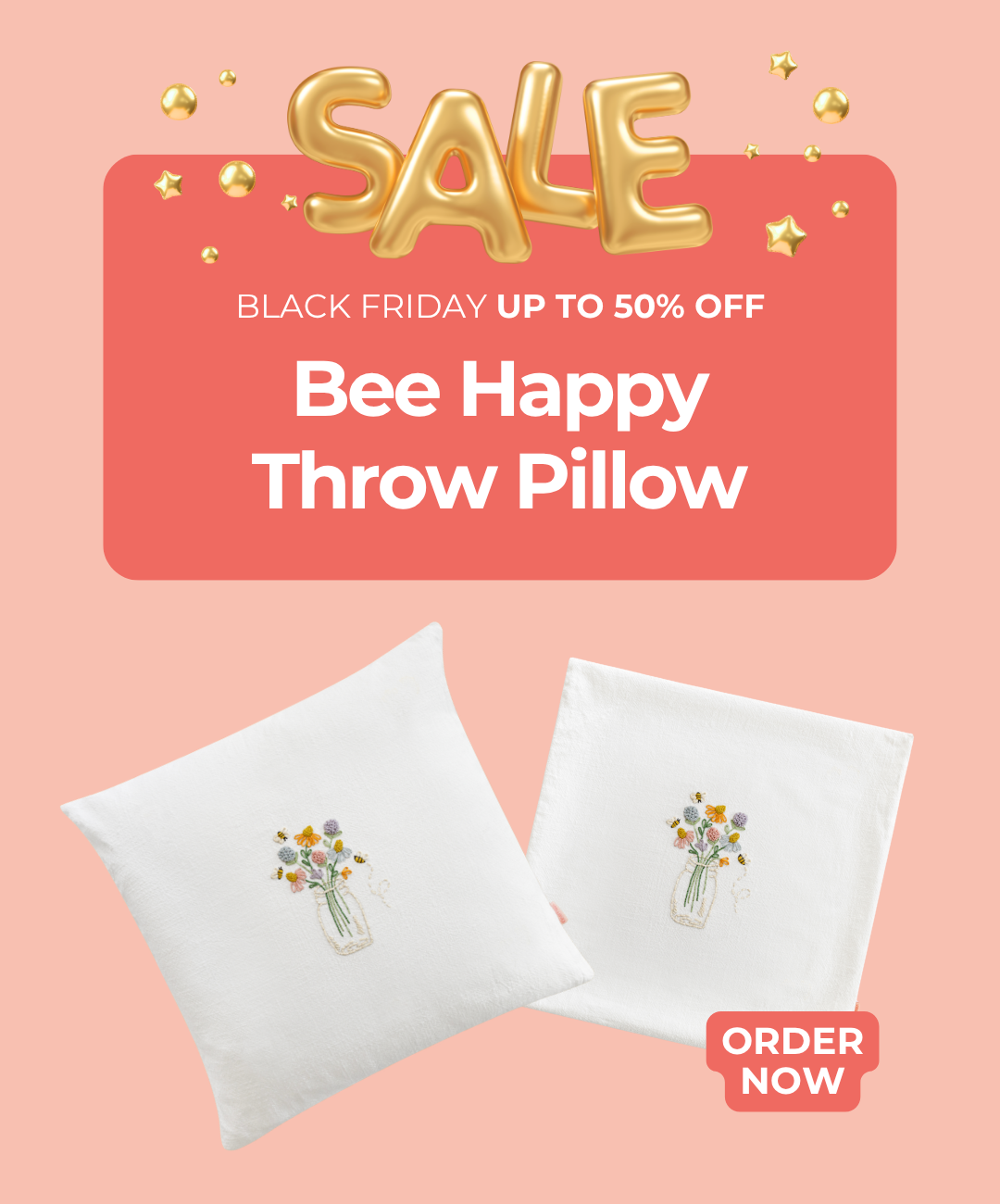 New Release Bee Happy Throw Pillow