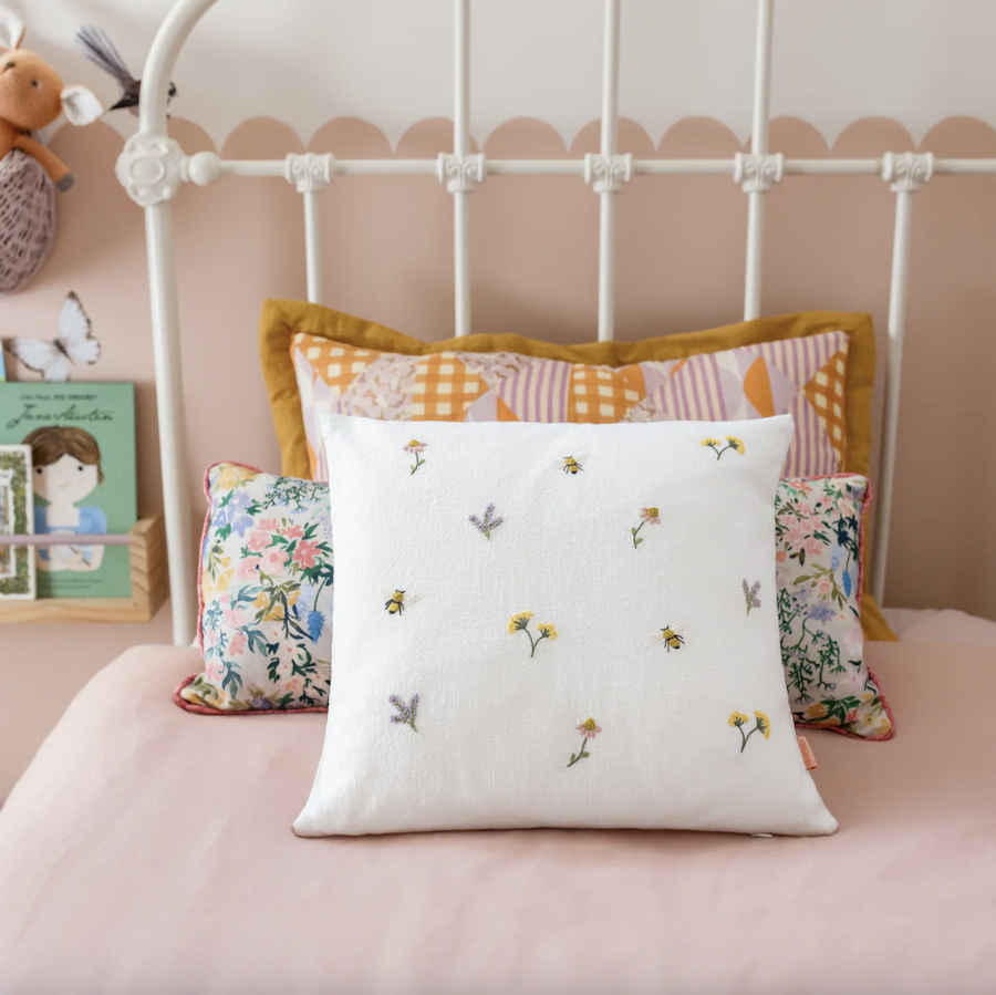 Bees and Wildflowers Throw Pillow Cover Kit