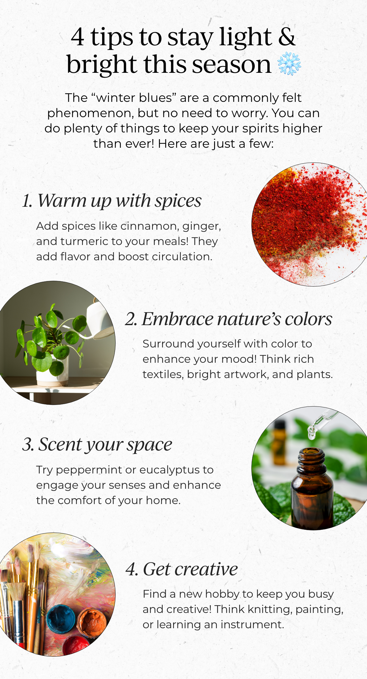4 tips to stay light & bright this season
