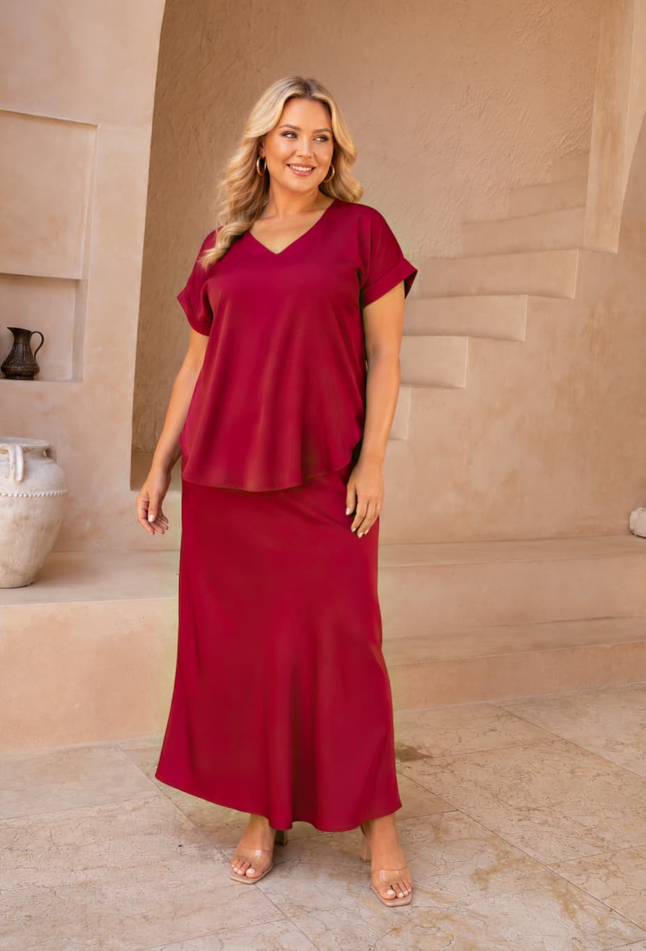 Bonnie Satin Top Claret
