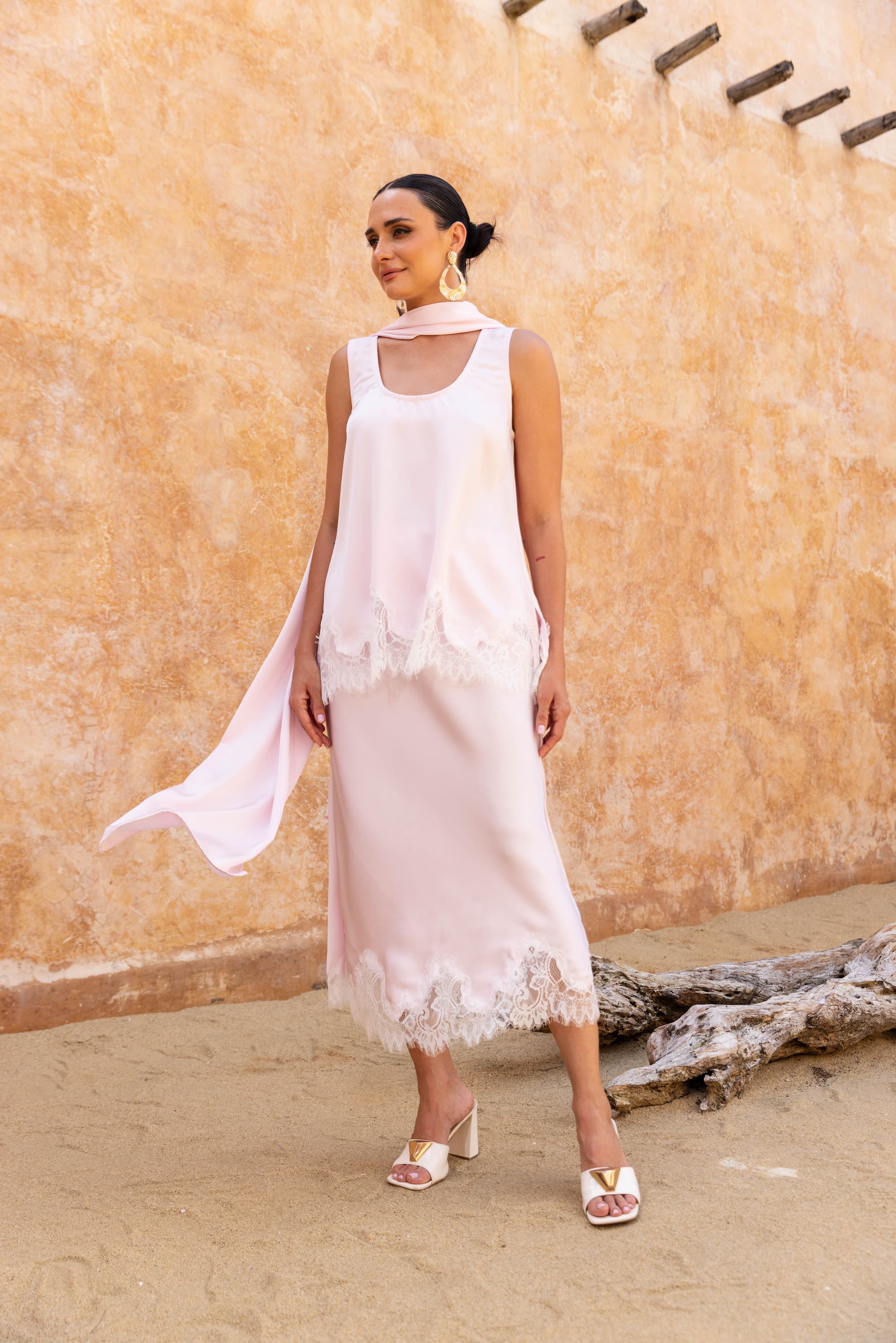 Brooklyn Cocktail Top in Light Pink Satin