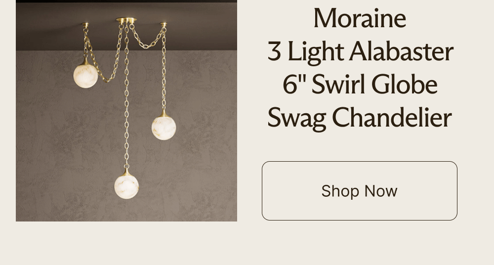 Moraine 3 Light Alabaster 6" Swirl Globe Swag Chandelier