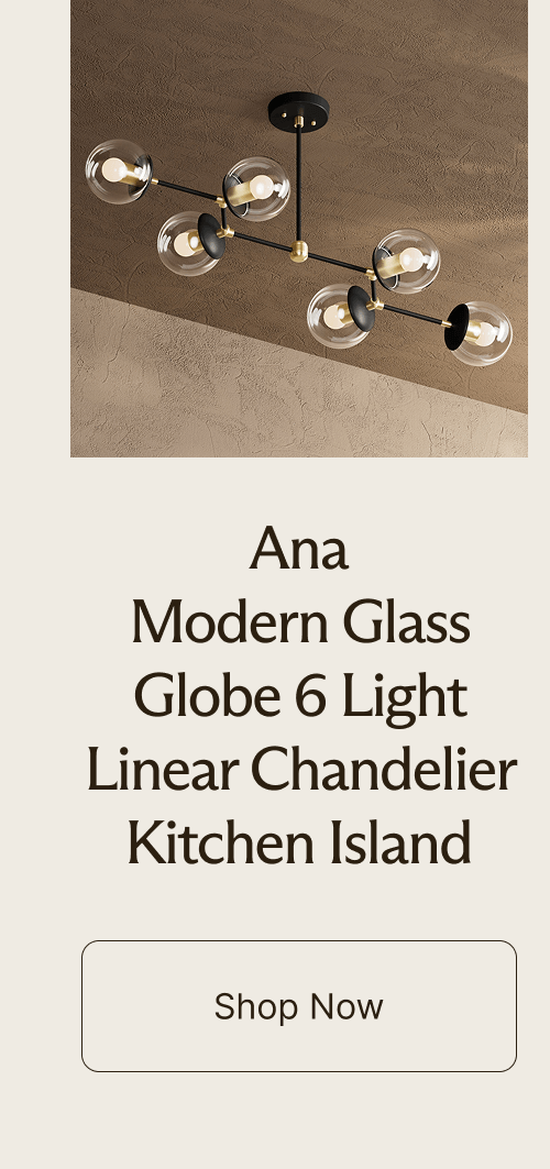 Ana Modern Glass Globe 6 Light Linear Chandelier Kitchen Island