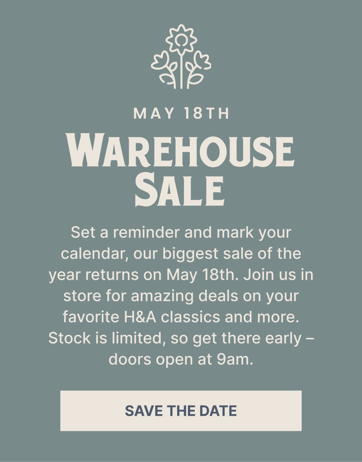 SPRING WAREHOUSE SALE