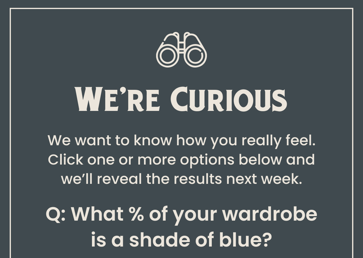 We're Curious - What % of your wardrobe is blue