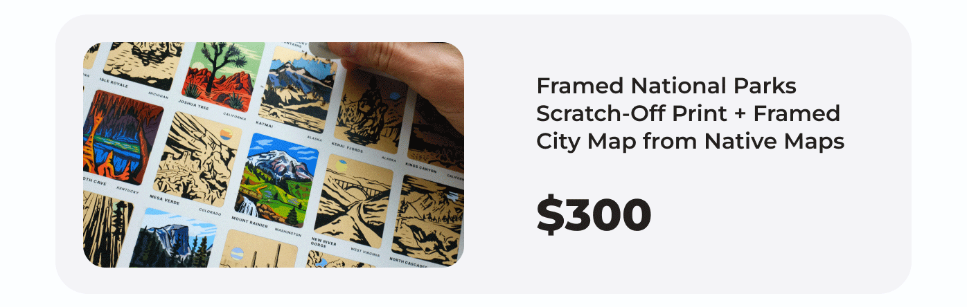 Framed National Parks Map