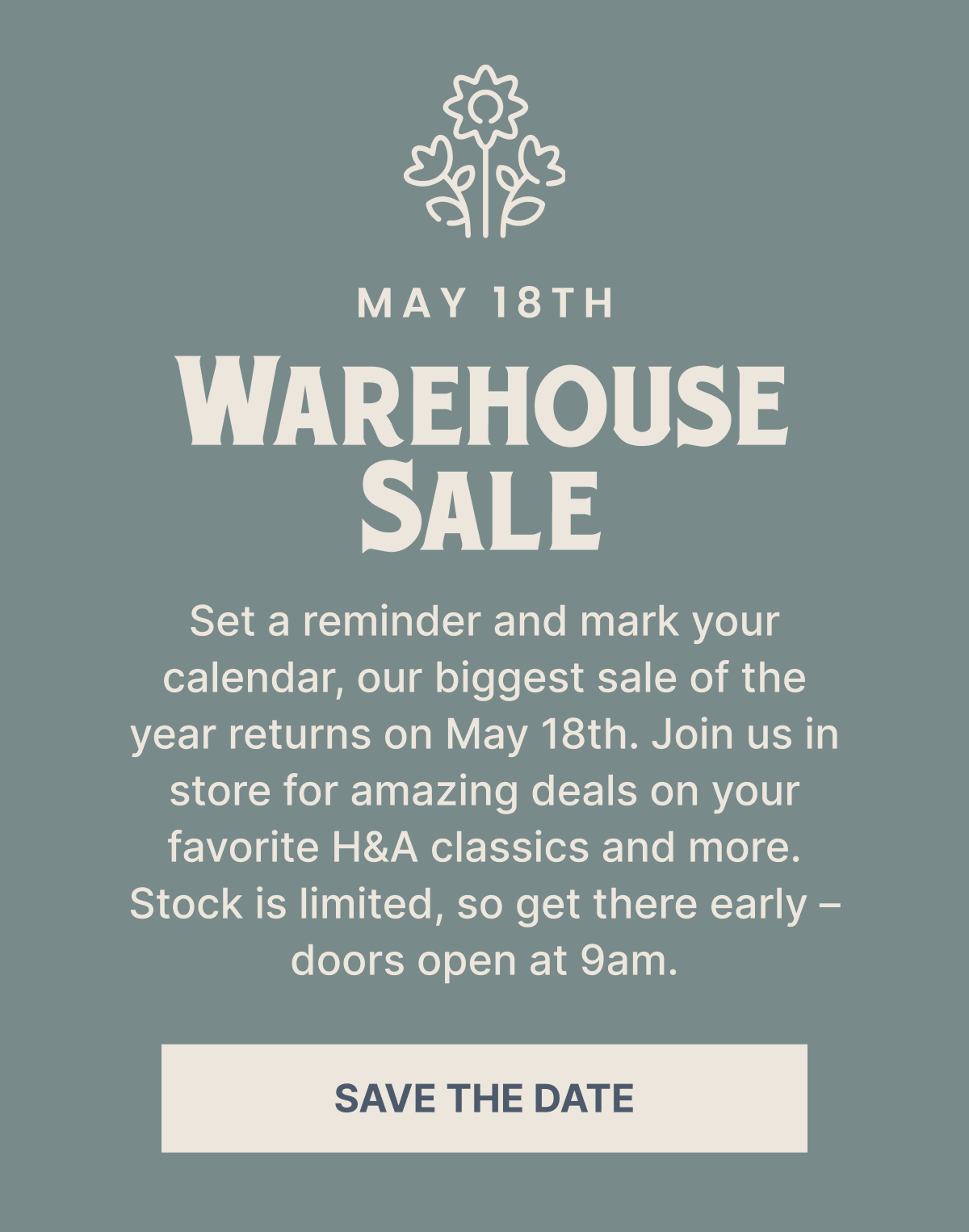 SPRING WAREHOUSE SALE