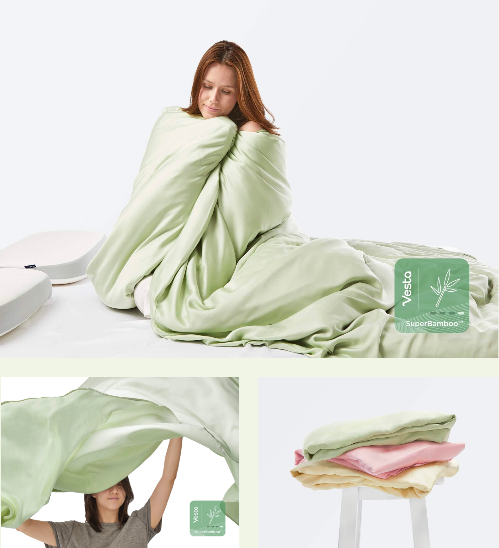 Ohso refreshing. Meet summer beddings in tender green🍃 Vesta Sleep