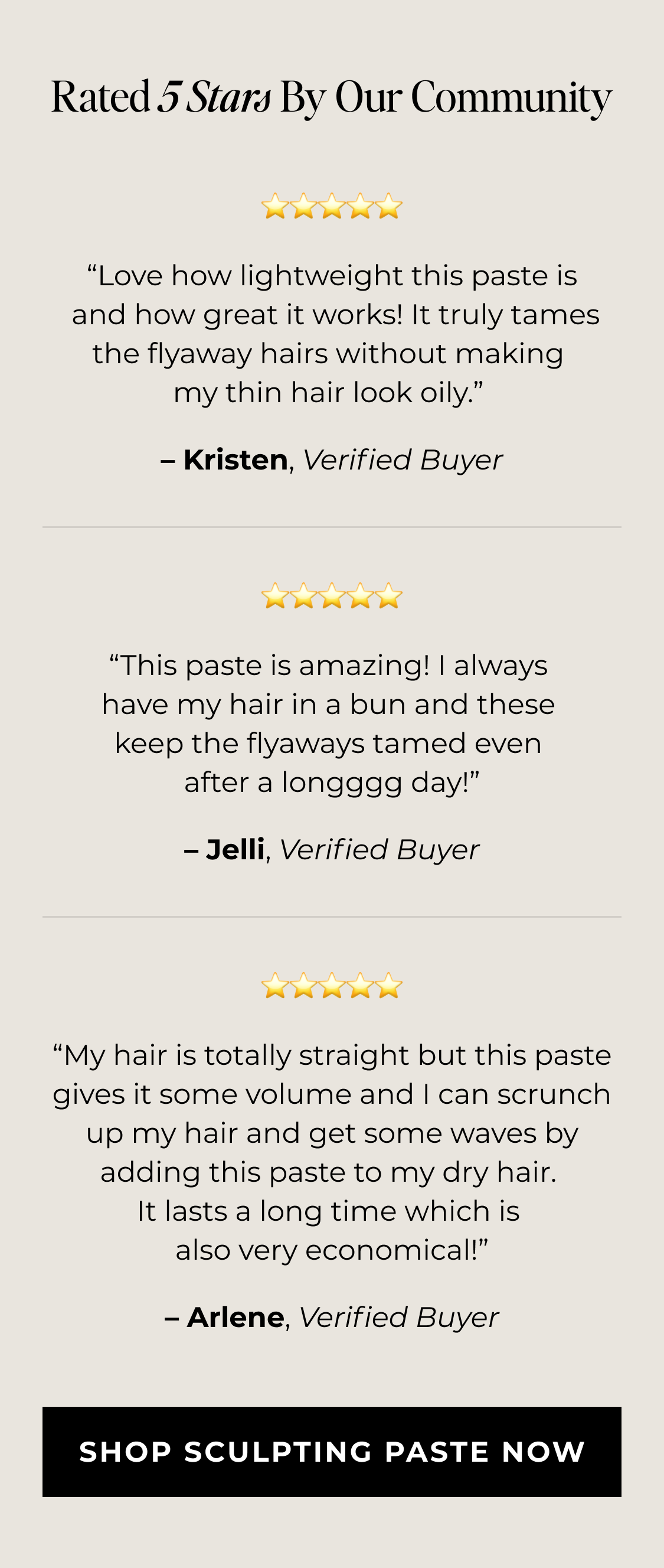 Rated 5 Stars By Our Community - SHOP SCULPTING PASTE NOW