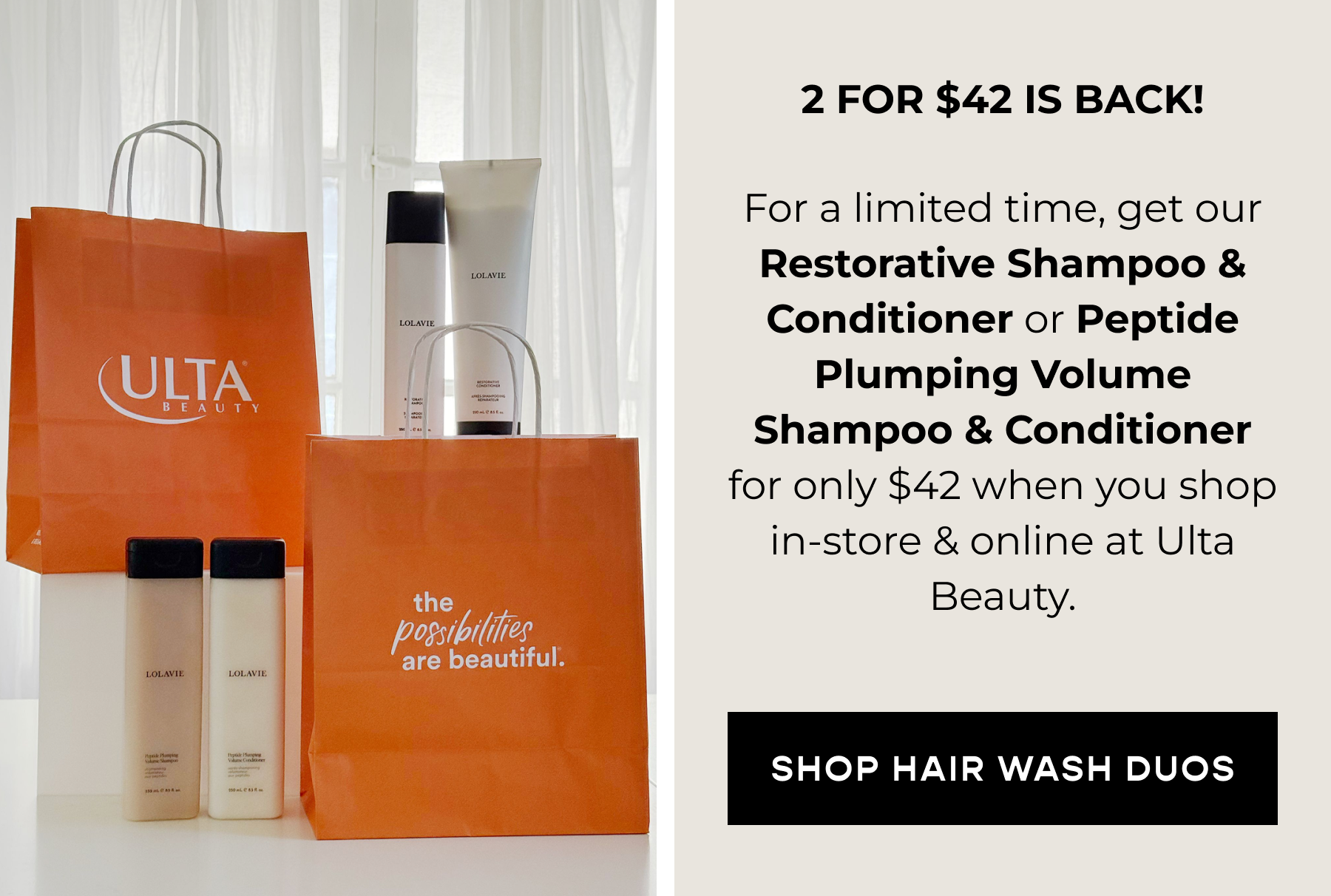 2 for $42 HAIR WASH DUOS