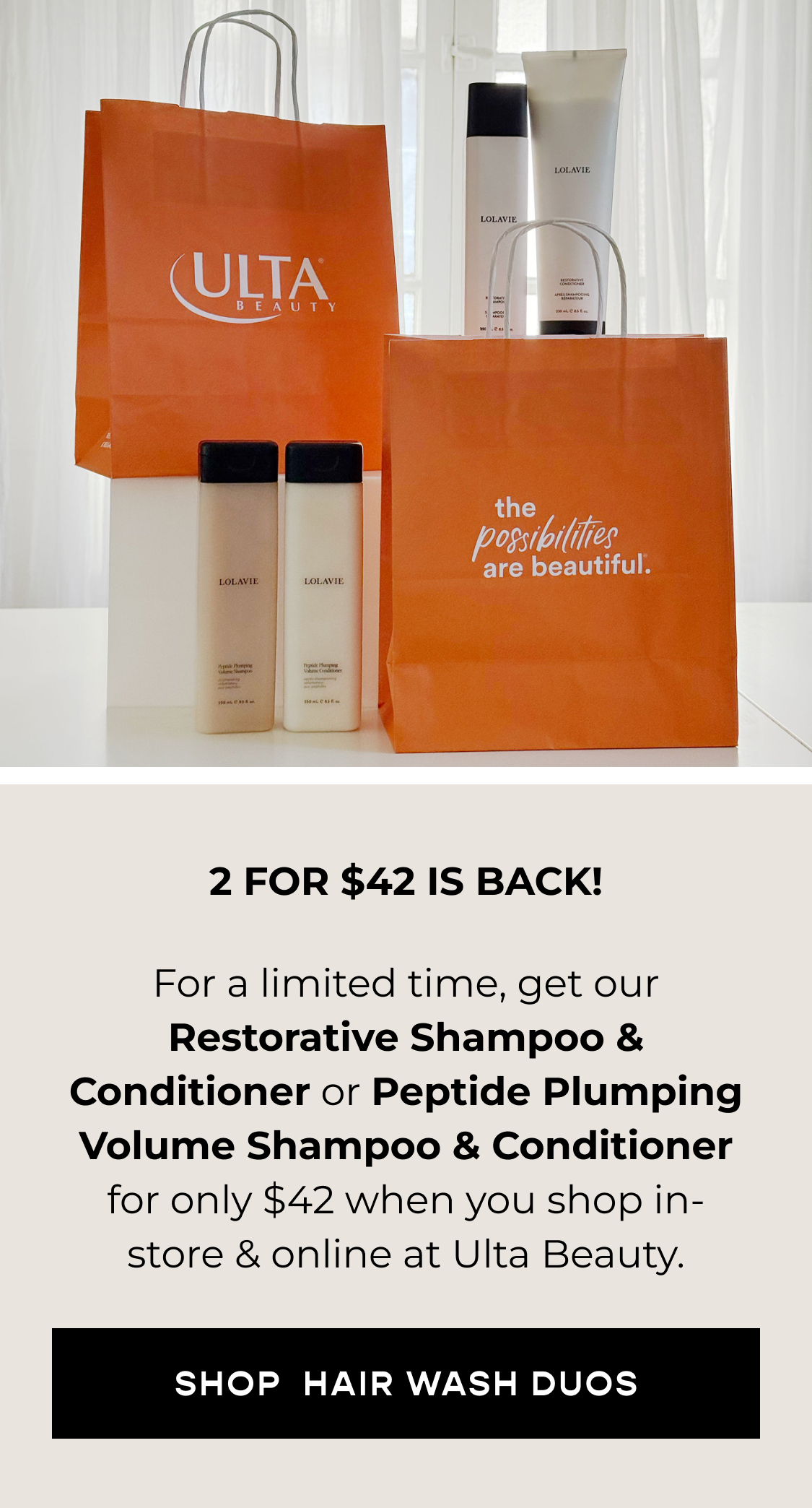 2 for $42 HAIR WASH DUOS