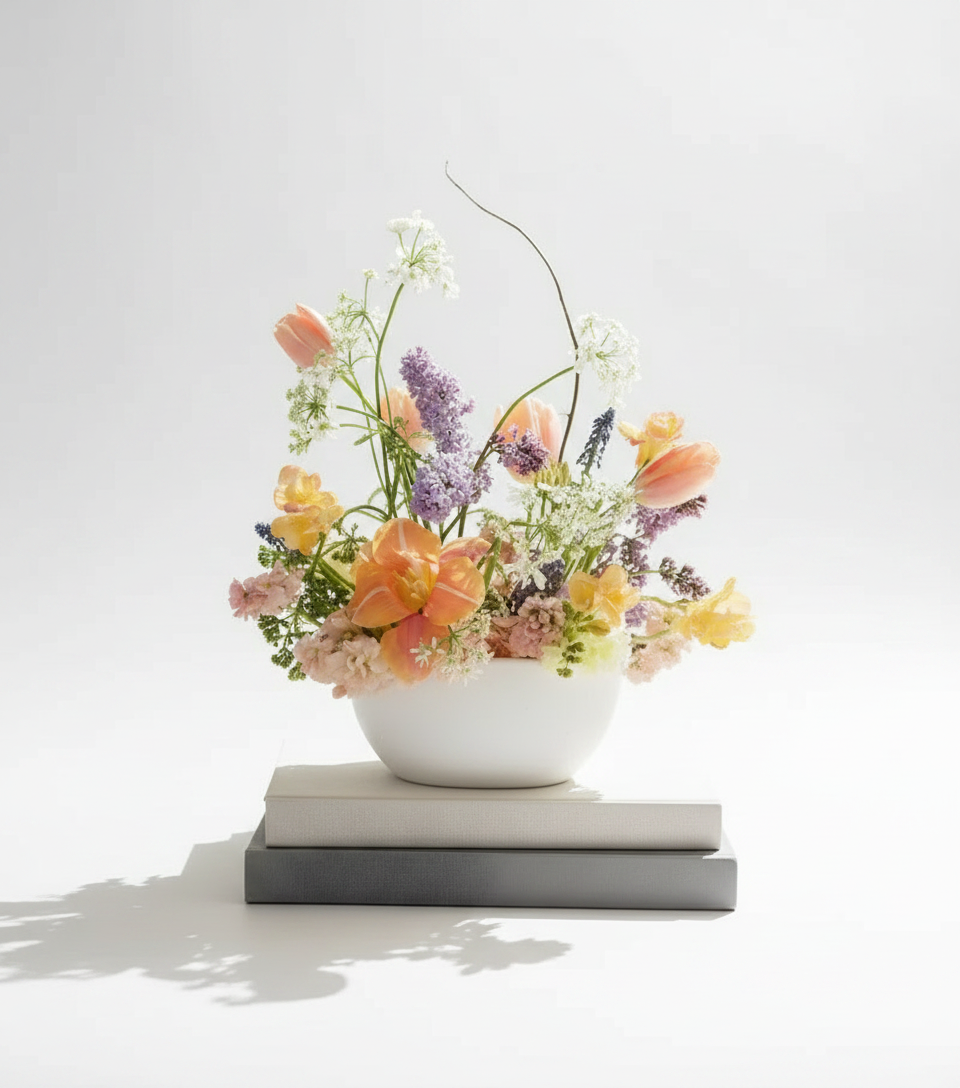Natural and flowing garden style arrangement
